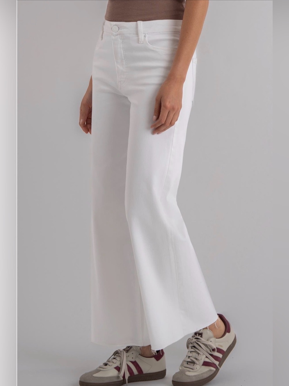 Kut Meg Fab Raw Hem Wide Leg High Rise White Jeans NWT Size 6